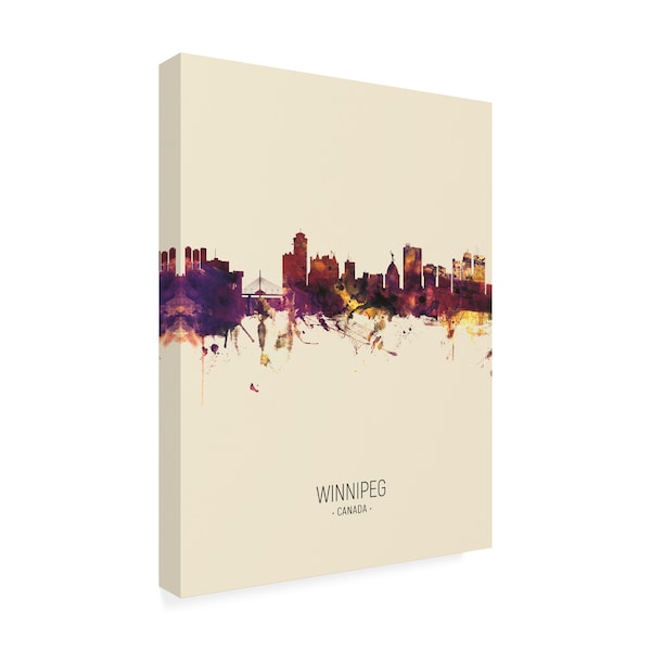 Michael Tompsett 'Winnipeg Canada Skyline Portrait III' Canvas Art,24x32